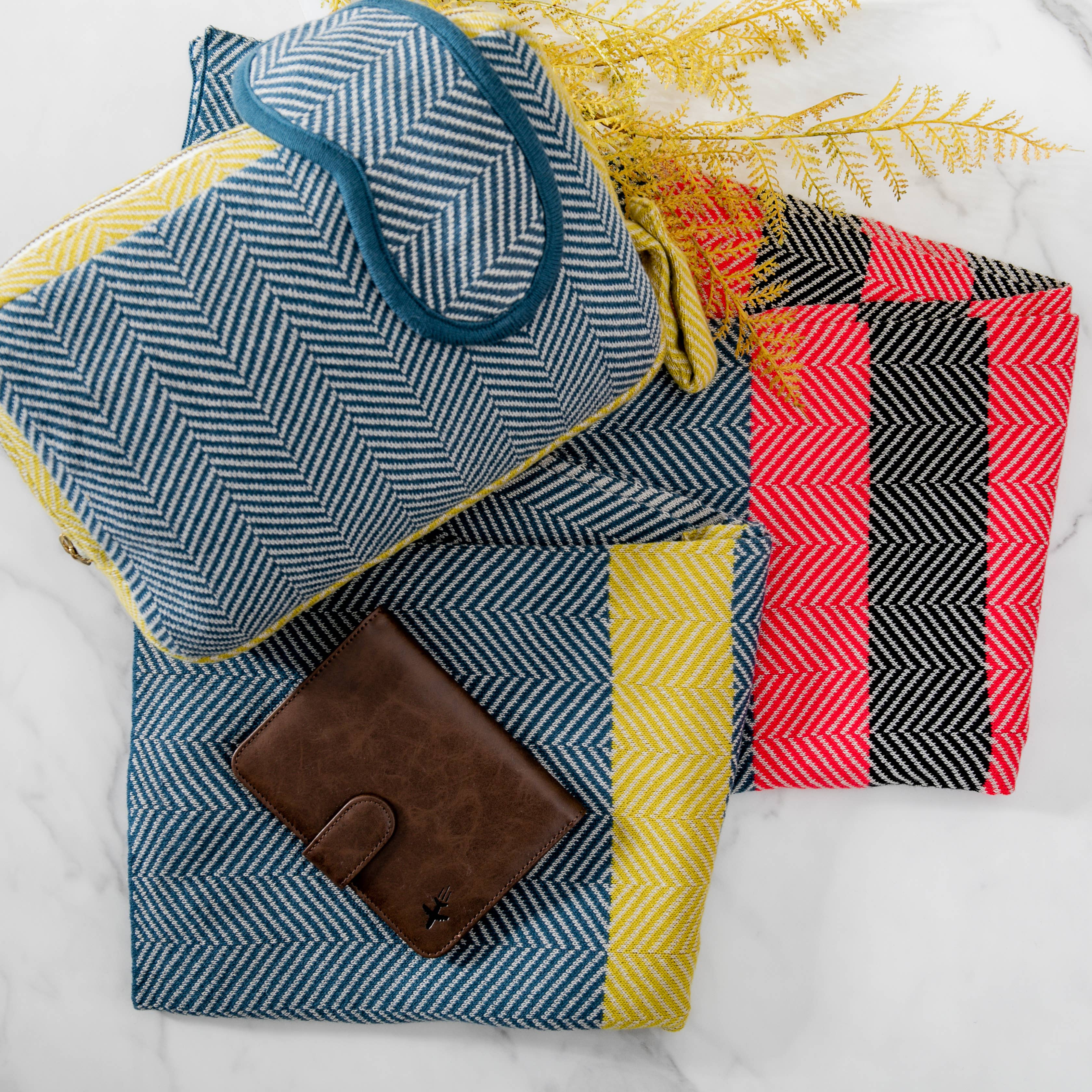 Chevron Stripes Travel Set - Blanket, Eye Mask and Pouch - Sidney Byron