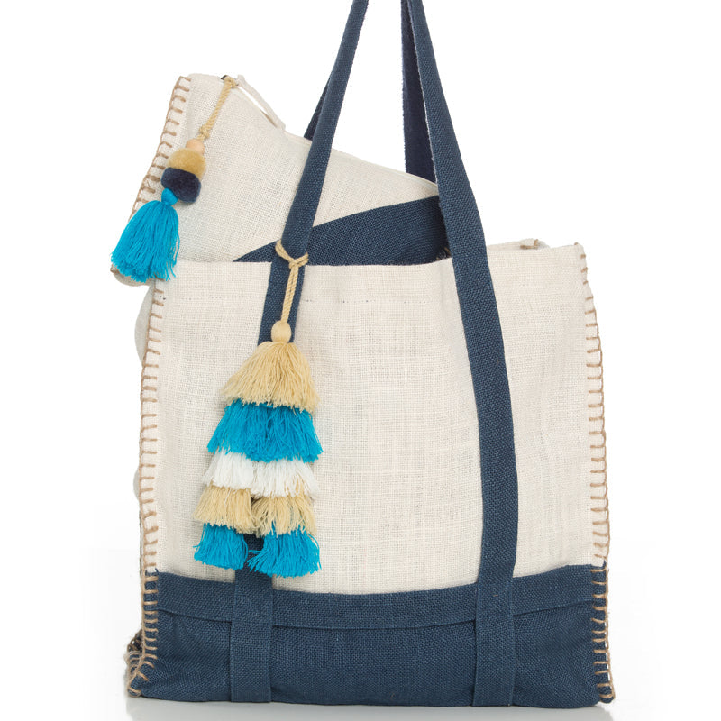 Suncatcher Beach Tote - Navy and White - Sidney Byron