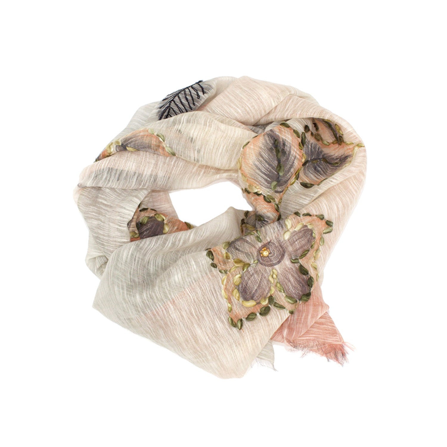 Sidney Byron "Aventura" Cotton and Silk Scarf in Pink and Cream - Sidney Byron