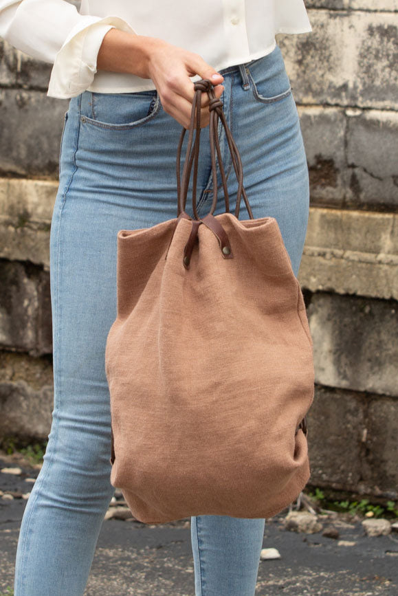 Italian Linen Backpack in Clay - Sidney Byron
