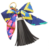 Vegan Leather Tassel w/ Scarf Bag Charm: Caramel