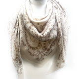 Paisley Square Scarf in Ivory and Stone