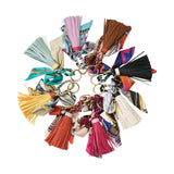 Vegan Leather Tassel w/ Scarf Bag Charm: Hunter Green