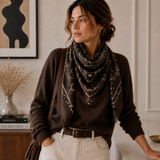 Paisley Square Scarf in Coffee Brown