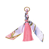 Vegan Leather Tassel w/ Scarf Bag Charm: Light Pink