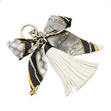 Vegan Leather Tassel w/ Scarf Bag Charm: Caramel