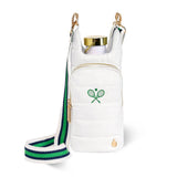 White HydroBag with Tennis Embroidery and Navy, Green, White Strap