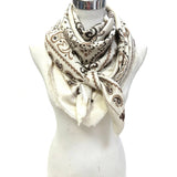 Paisley Square Scarf in Ivory and Chocolate