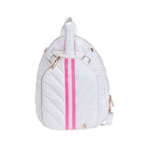 Pickleball HydroSling Bag with Removable Racquet Cover- White Ripstop with Stripe
