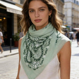 Paisley Square Scarf in Mint and Forest Green