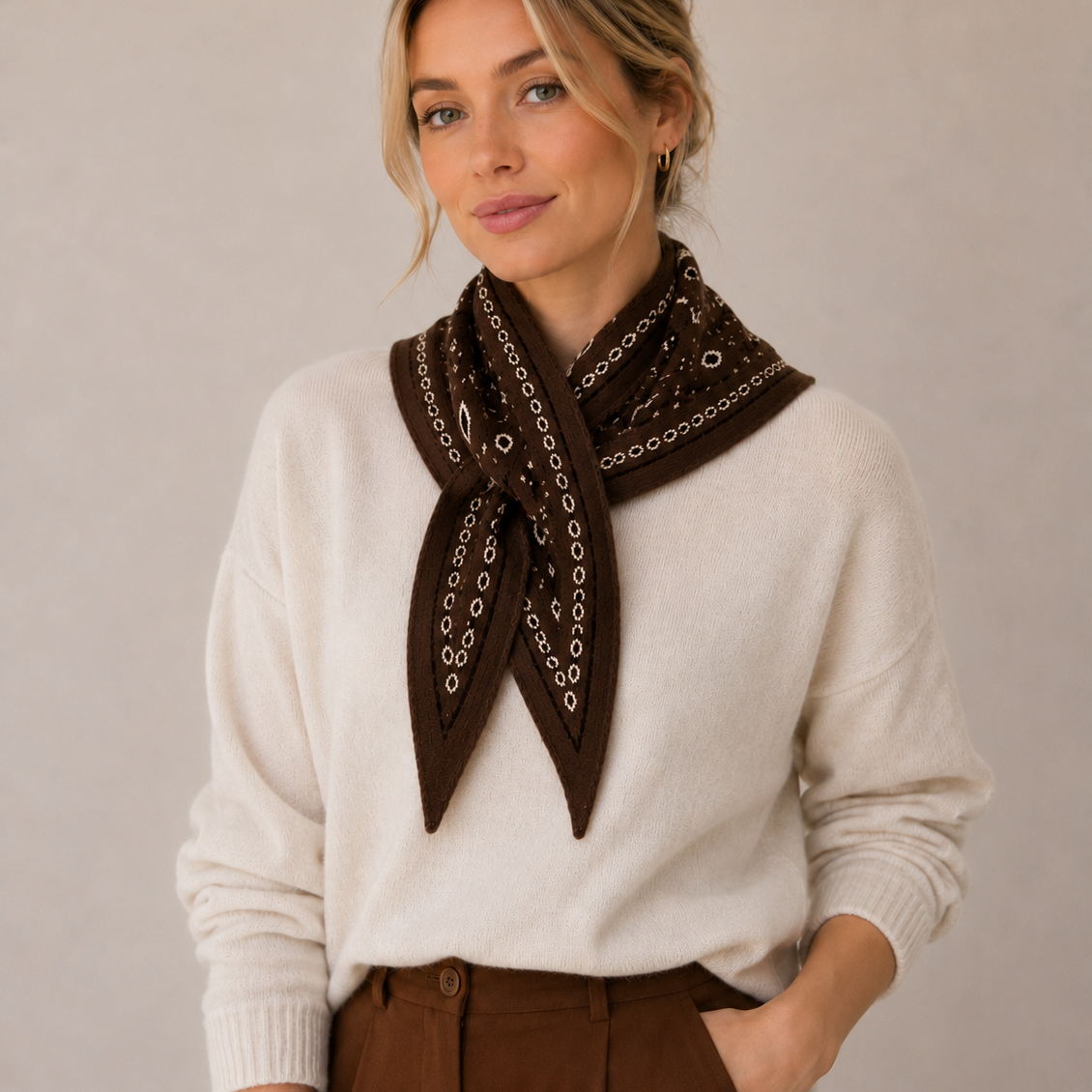 TR-15 Thick triangular bandana 102 x 36 cm: Cafe - Sidney Byron