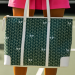 Whimsy Large Tennis Tote in Court Green and White - Sidney Byron