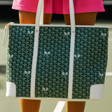 Whimsy Large Tennis Tote in Court Green and White - Sidney Byron