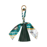 Vegan Leather Tassel w/ Scarf Bag Charm: Hunter Green
