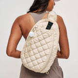 Match Point - Quilted Puffer Pickleball Sling Backpack in Slate Sky