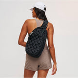 Match Point - Quilted Puffer Pickleball Sling Backpack in Slate Sky