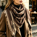 Fringed Triangle Scarf in Espresso