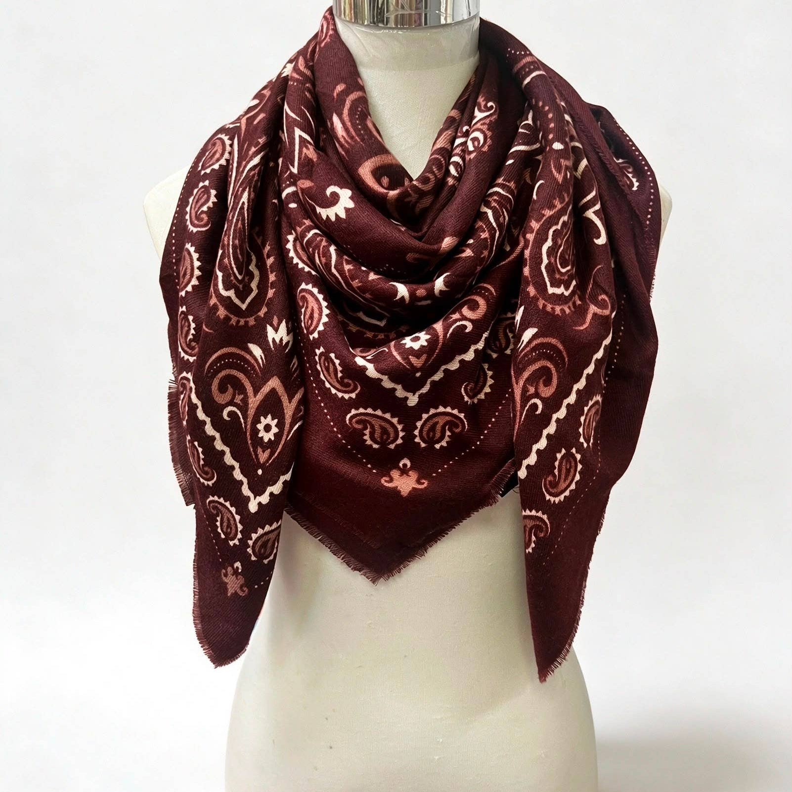 Paisley Square Scarf in Bordeaux - Sidney Byron