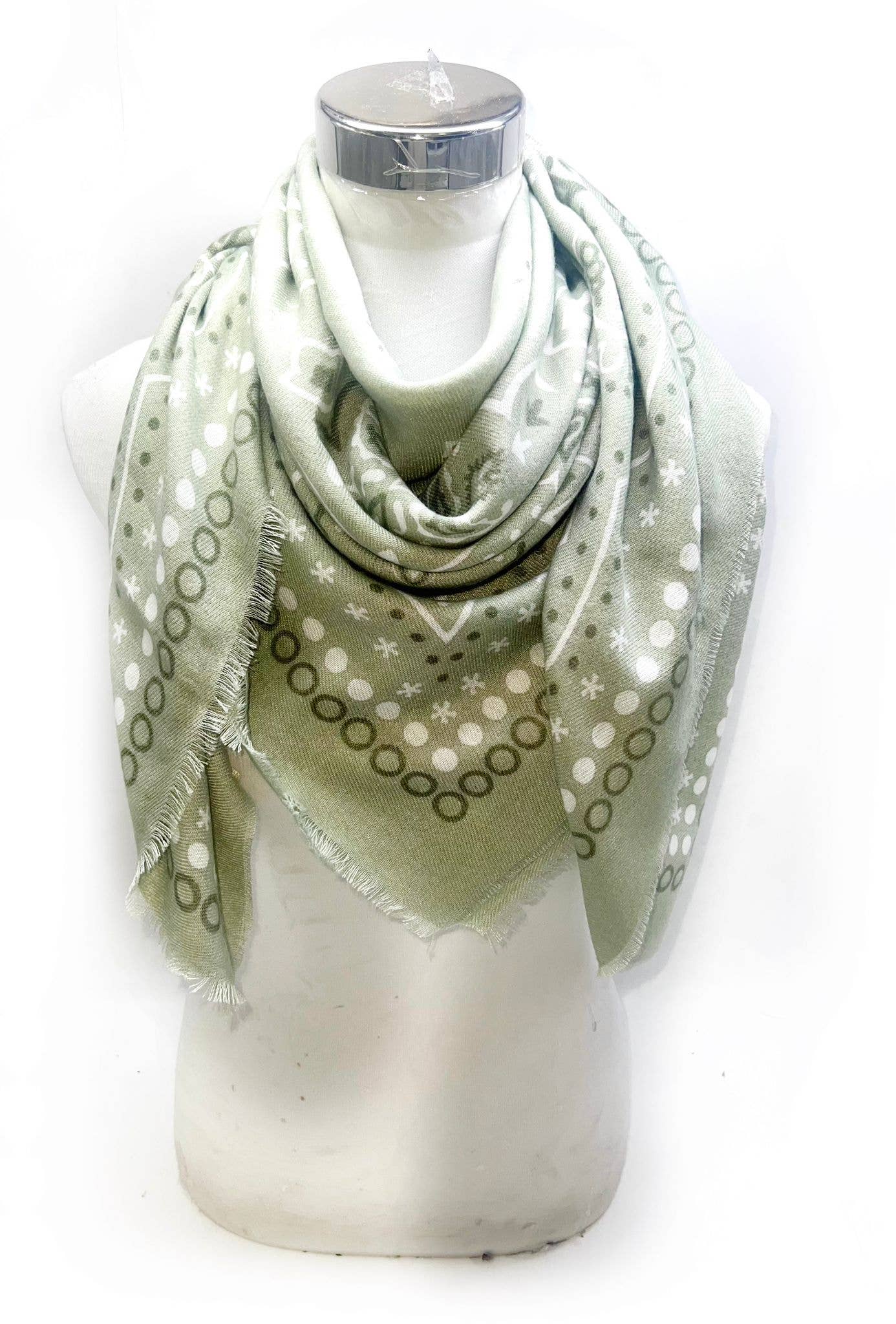 45735-k15 Large square scarf 110 x 110 cm bandana print: Green - Sidney Byron