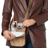"The Heather" Winter Cellphone Crossbody - in Natural Brown Fur