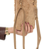 "The Heather" Winter Cellphone Crossbody - in Natural Brown Fur