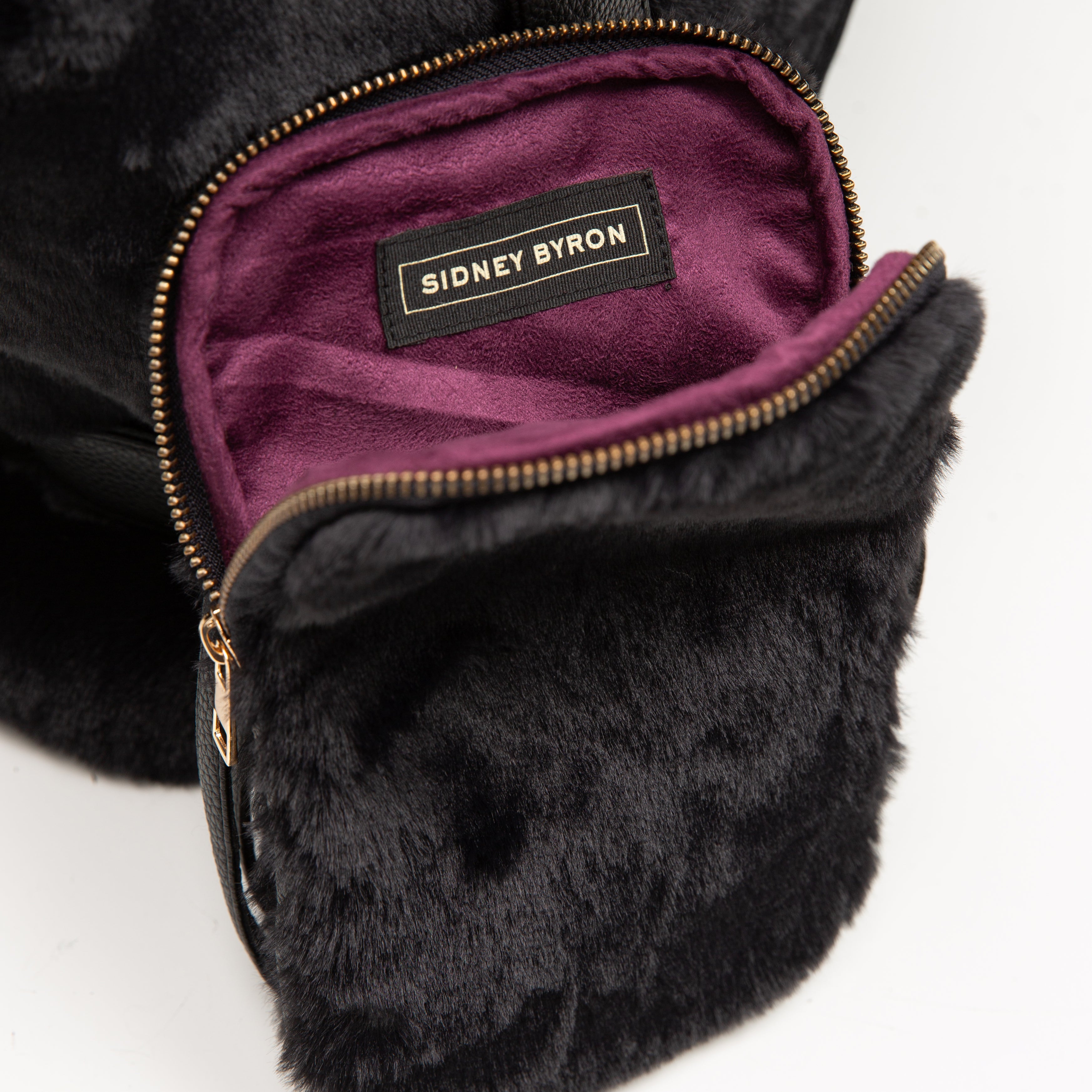 "The Betsy" Winter Cellphone Crossbody - in Classic Black Fur - Sidney Byron