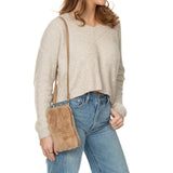 "The Heather" Winter Cellphone Crossbody - in Natural Brown Fur