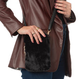 "The Betsy" Winter Cellphone Crossbody - in Classic Black Fur