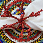 Hand Beaded Red Coral Napkin Rings - Set of 4 - Sidney Byron
