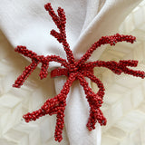 Hand Beaded Red Coral Napkin Rings - Set of 4 - Sidney Byron