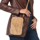 "The Heather" Winter Cellphone Crossbody - in Natural Brown Fur