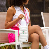 White HydroBag® with Pickleball Embroidery and Striped Strap
