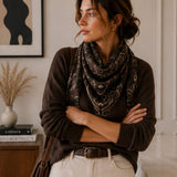 Paisley Square Scarf in Coffee Brown