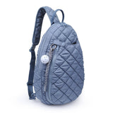Match Point - Quilted Puffer Pickleball Sling Backpack in Slate Sky