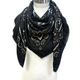 Paisley Square Scarf in Black and Ivory
