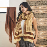 Oak Stripes Brown Linen Scarf