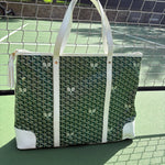 Whimsy Large Tennis Tote in Court Green and White - Sidney Byron