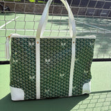 Whimsy Large Tennis Tote in Court Green and White - Sidney Byron