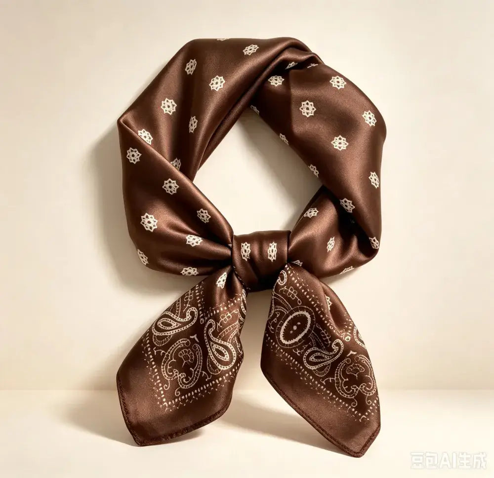 D-2026-81 Silk-touch scarf 70x70 paisley pattern: Café - Sidney Byron