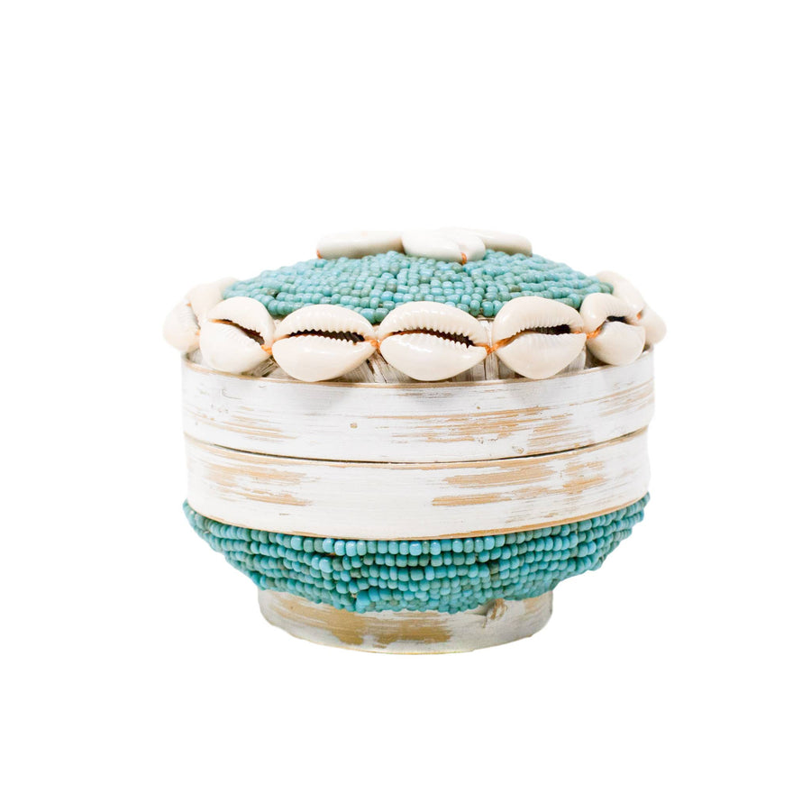 Gili Shell Bowl with Lid - Turquoise - Sidney Byron