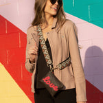 Sidney Byron Leather Mini Clutch with "Love" Beading in Brown - Sidney Byron