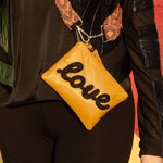 Leather Beaded "Love" Mini Clutch - Sidney Byron