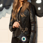 Leather Beaded "Evil Eye" Mini Clutch - Sidney Byron