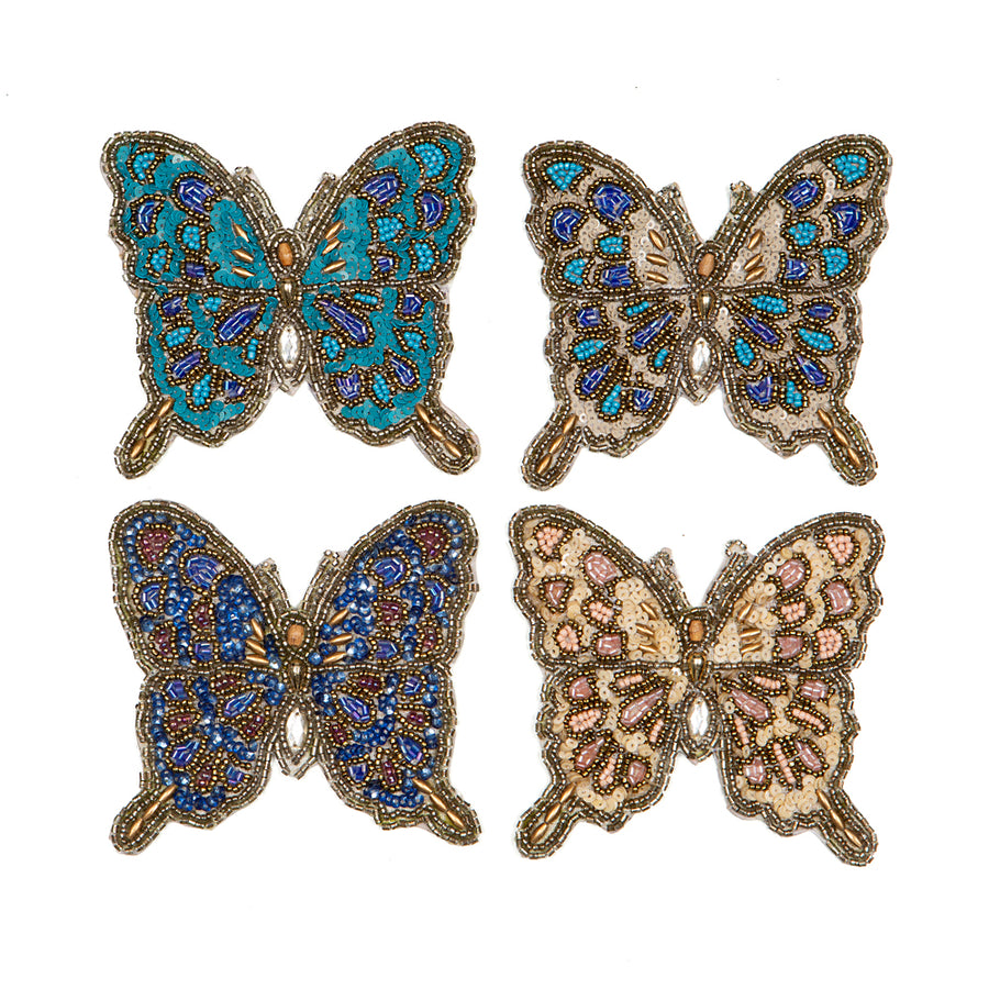 Butterfly Beaded Coasters - Set of 4 - Sidney Byron