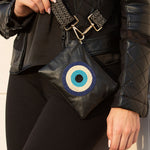 Leather Beaded "Evil Eye" Mini Clutch - Sidney Byron