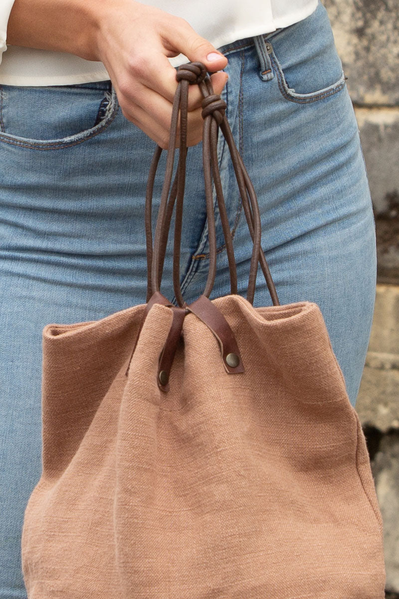 Italian Linen Backpack in Clay - Sidney Byron