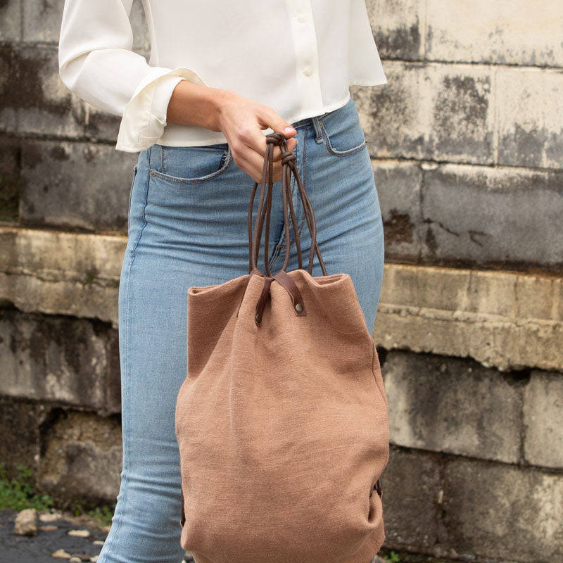 Italian Linen Backpack in Clay - Sidney Byron