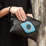Sidney Byron Leather Bag With "Lucky Eye" Beading in Black - Sidney Byron