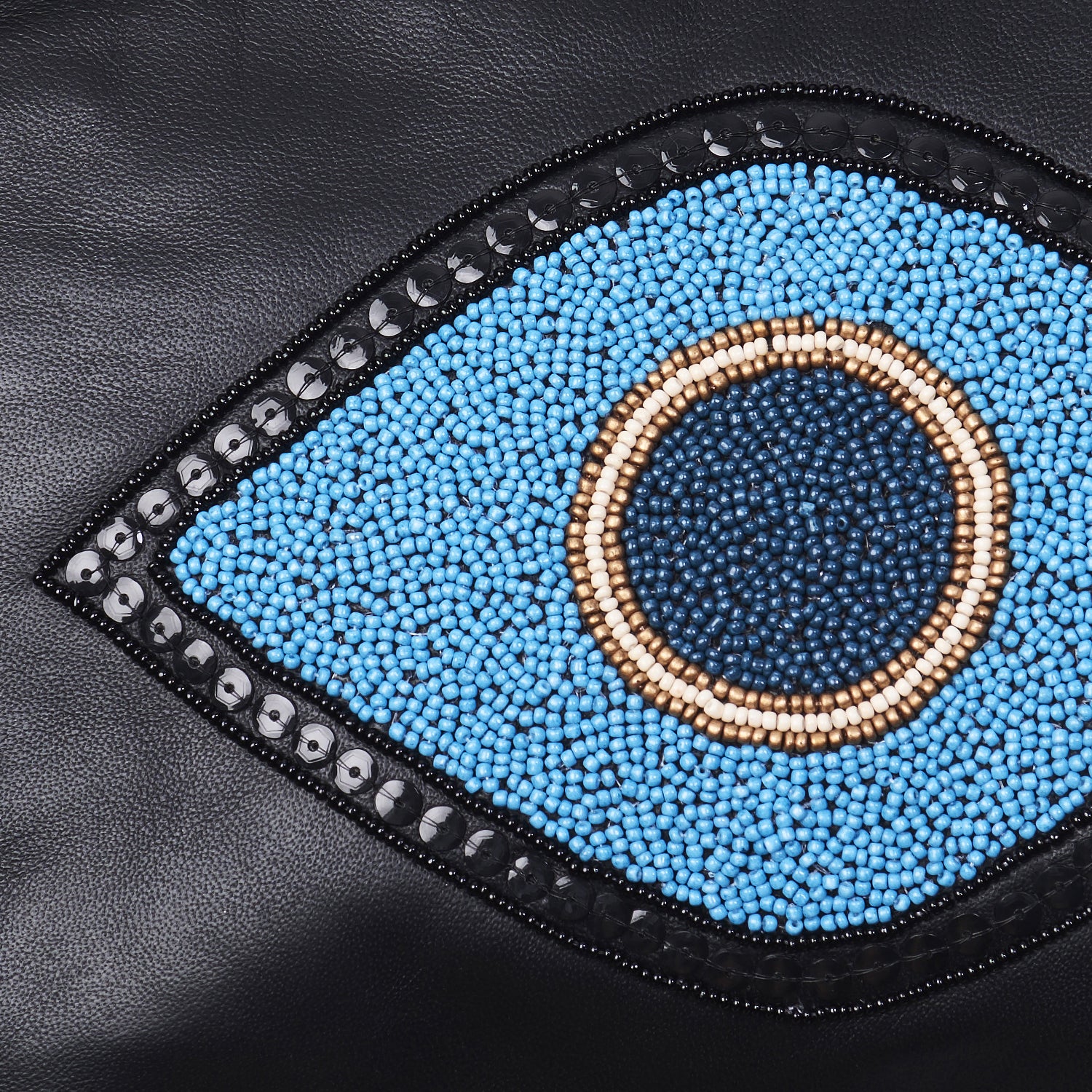Sidney Byron Leather Bag With "Lucky Eye" Beading in Black - Sidney Byron