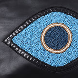 Sidney Byron Leather Bag With "Lucky Eye" Beading in Black - Sidney Byron
